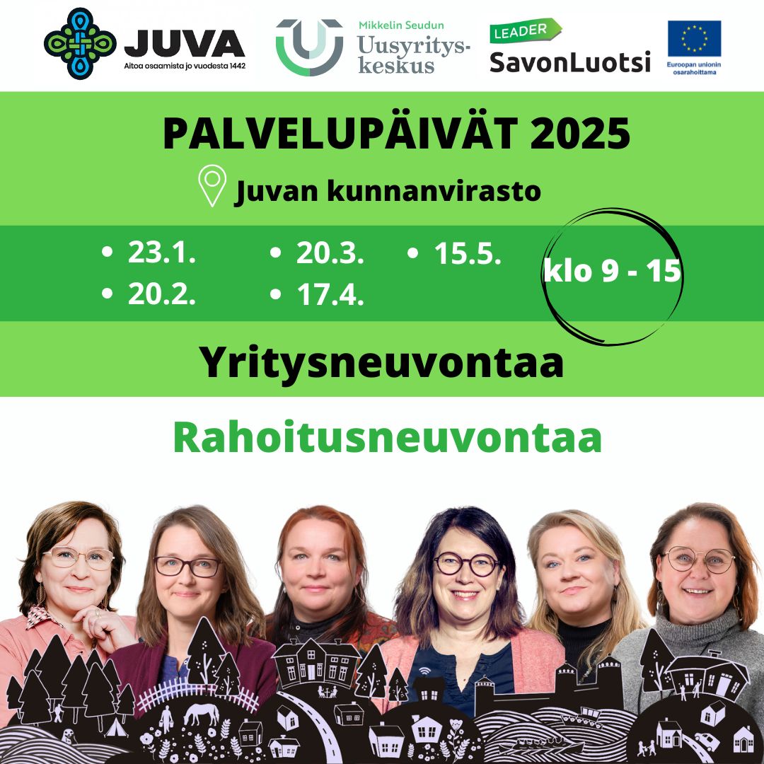 SavonLuotsi Leader ja Mikkelin seudun Uusyrityskeskus järjestävät Juvalla kerran kuukaudessa lähipalvelupäivän.